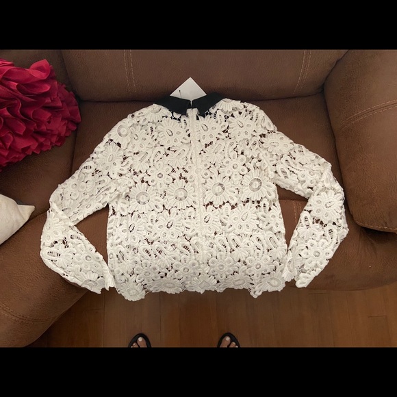 🤩NEW- SELF PORTRAIT white zip back w/black color. - Picture 2 of 13